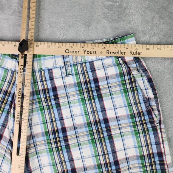 Siegfried Shorts Men's 42 Bermuda Blue Plaid Linen Cotton Blend Preppy Golf - Picture 5 of 7